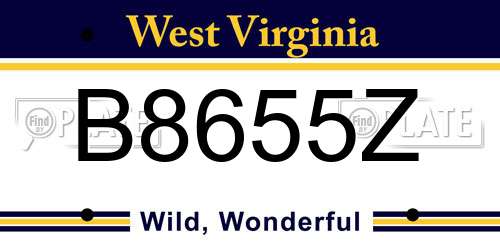 B8655Z West Virginia License Plate