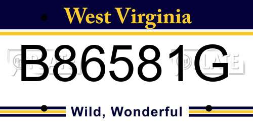 B86581G West Virginia License Plate