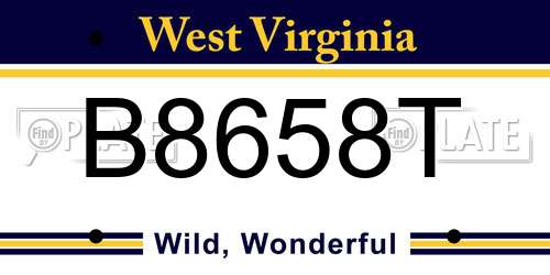 B8658T West Virginia License Plate