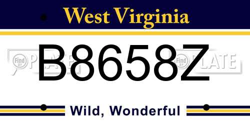 B8658Z West Virginia License Plate