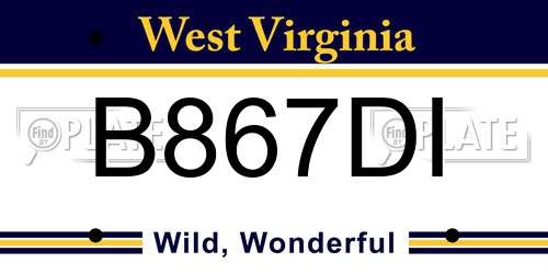 B867DI West Virginia License Plate