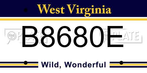 B8680E West Virginia License Plate
