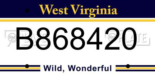 B868420 West Virginia License Plate