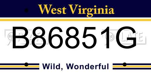 B86851G West Virginia License Plate