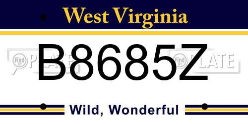 B8685Z West Virginia License Plate