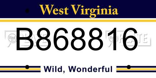 B868816 West Virginia License Plate