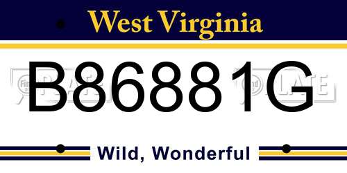 B86881G West Virginia License Plate