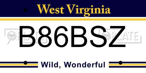 B86BSZ West Virginia License Plate