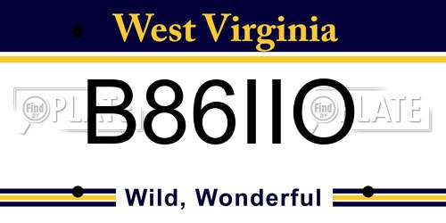 B86IIO West Virginia License Plate