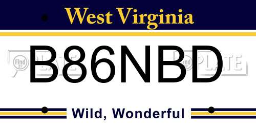 B86NBD West Virginia License Plate