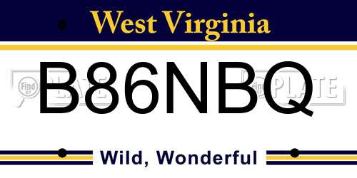 B86NBQ West Virginia License Plate