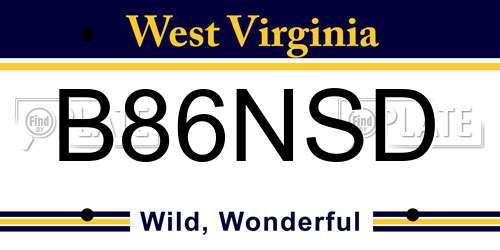 B86NSD West Virginia License Plate