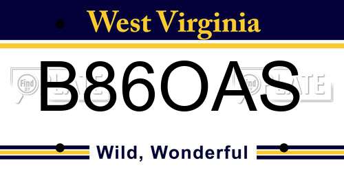 B86OAS West Virginia License Plate