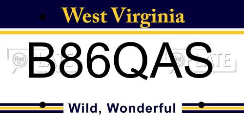 B86QAS West Virginia License Plate