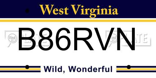 B86RVN West Virginia License Plate