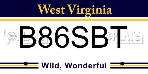 B86SBT West Virginia License Plate