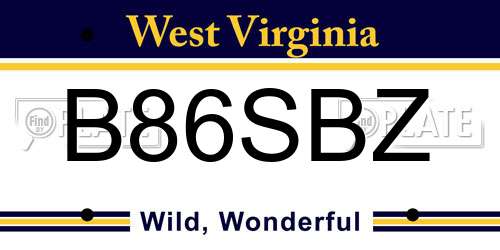 B86SBZ West Virginia License Plate