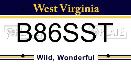 B86SST West Virginia License Plate