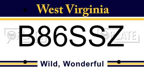 B86SSZ West Virginia License Plate