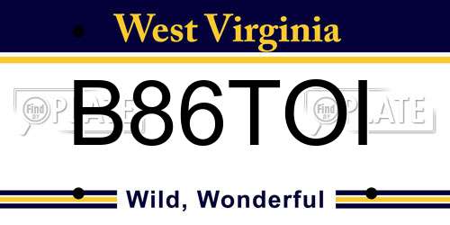B86TOI West Virginia License Plate