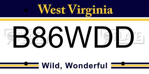 B86WDD West Virginia License Plate
