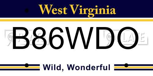B86WDO West Virginia License Plate