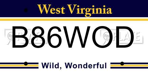 B86WOD West Virginia License Plate