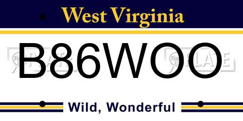 B86WOO West Virginia License Plate