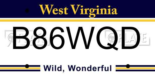 B86WQD West Virginia License Plate