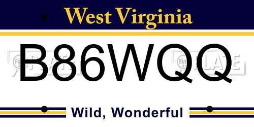 B86WQQ West Virginia License Plate
