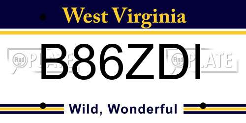 B86ZDI West Virginia License Plate