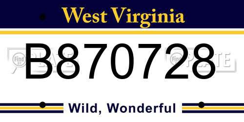B870728 West Virginia License Plate