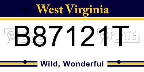 B87121T West Virginia License Plate