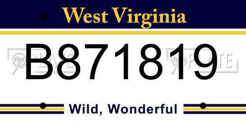 B871819 West Virginia License Plate