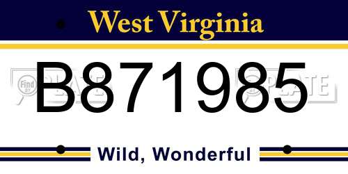 B871985 West Virginia License Plate