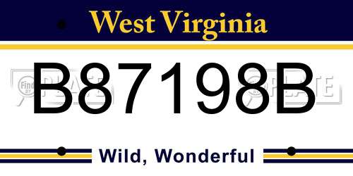 B87198B West Virginia License Plate