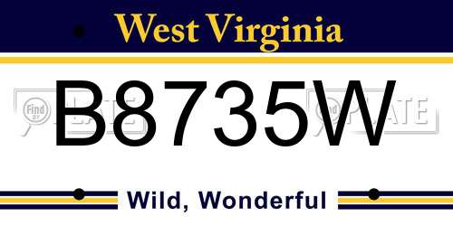 B8735W West Virginia License Plate