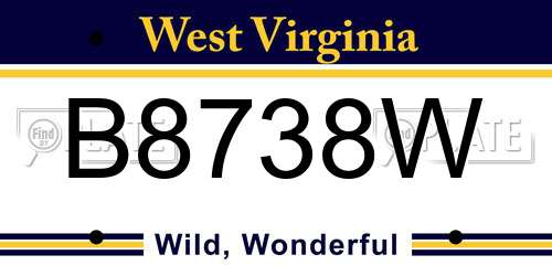 B8738W West Virginia License Plate