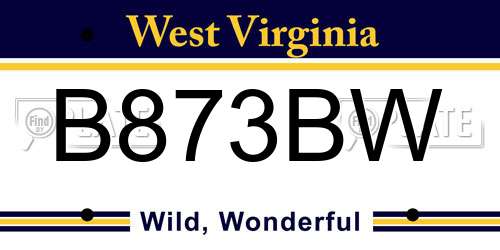 B873BW West Virginia License Plate