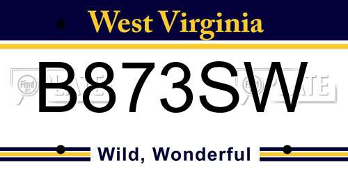 B873SW West Virginia License Plate