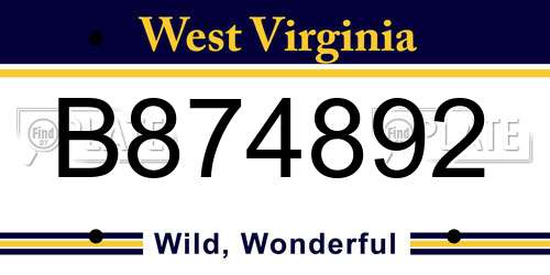 B874892 West Virginia License Plate