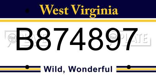 B874897 West Virginia License Plate