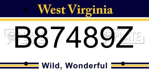 B87489Z West Virginia License Plate