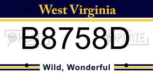 B8758D West Virginia License Plate
