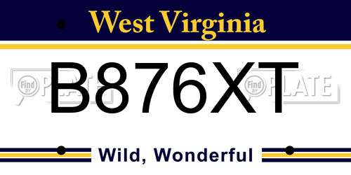 B876XT West Virginia License Plate