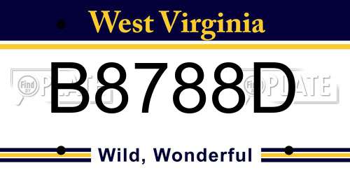 B8788D West Virginia License Plate