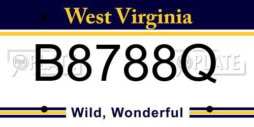 B8788Q West Virginia License Plate