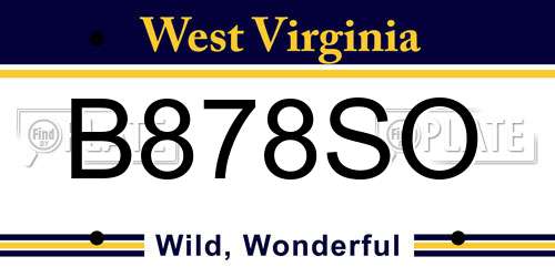 B878SO West Virginia License Plate