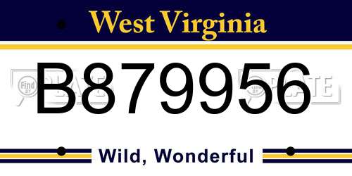 B879956 West Virginia License Plate