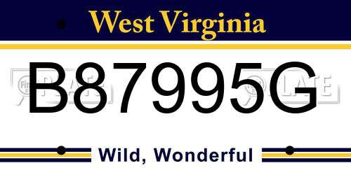 B87995G West Virginia License Plate